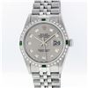 Image 1 : Rolex Mens Stainless Steel Slate Grey Diamond And Emerald Datejust Wristwatch