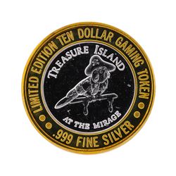 .999 Silver Treasure Island Las Vegas $10 Casino Gaming Token Limited Edition