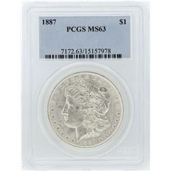1887 $1 Morgan Silver Dollar Coin PCGS MS63