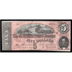 1864 $5 The Confederate States of America Note
