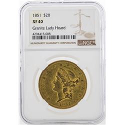 1851 $20 Liberty Head Double Eagle Gold Coin NGC XF40