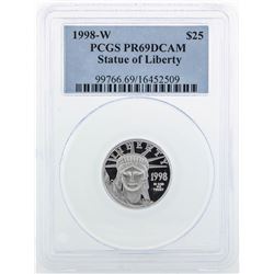 1998-W $25 American Platinum Eagle Statue of Liberty Coin PCGS PR69DCAM