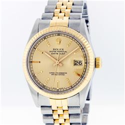 Gents Rolex Two-Tone Champagne Tapestry Index Dial Mens Wristwatch