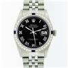 Image 1 : Rolex Mens Stainless Steel Black Roman Diamond and Sapphire Datejust Wristwatch