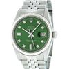 Image 1 : Mens Rolex Stainless Steel Green Diamond and White Gold Beadset Datejust Wristwa