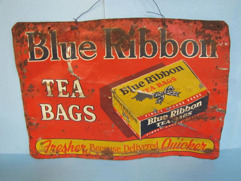 Blue Ribbon Tea Bags Sign