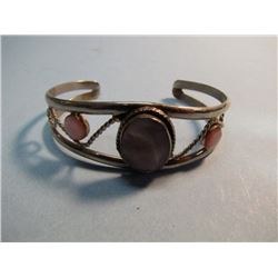 Silver Bracelet with Pink Stones