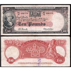 Australia, QEII, Ten Pounds, Coombs/Wilson, 1960, (R.63F), WA28/306779