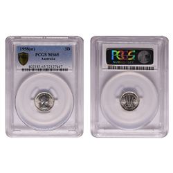 Australia, Threepence, 1958, PCGS MS65