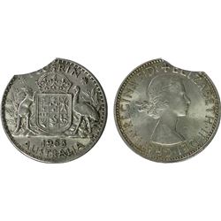 Australia, Florin, 1963, clipped edge error