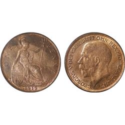 Great Britain, George V, Penny, 1919-H, Ch/Unc