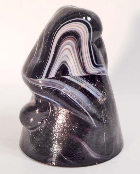 BLACK SLAG GLASS BOTTOMS UP SHOT GLASS W/ LADIES REAR