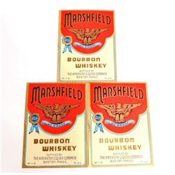 LOT OF 3 VINTAGE MARSHFIELD WHISKEY LABELS