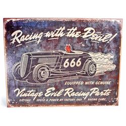 RACING WITH THE DEVIL METAL ADVERTISING SIGN - 12.5X16