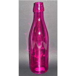 PINK ART GLASS BOTTLE - 10" TALL