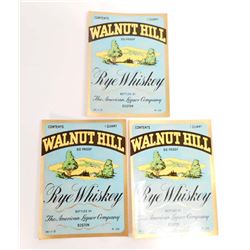 LOT OF 3 VINTAGE WALNUT HILL WHISKEY LABELS