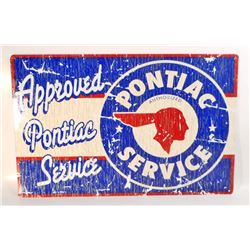 METAL APPROVED PONTIAC SERVICE ADVERTISING SIGN - 17.5" WIDE