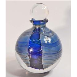 ART GLASS PERFUME BOTTLE W/ STOPPER - 4.5" TALL