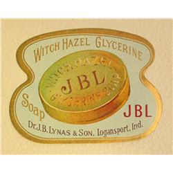 EARLY JB LYNAS WITCH HAZEL GLYCERINE SOAP ADVERTISING LABEL