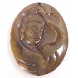 ASIAN CARVED JADE STONE AMULET PENDANT