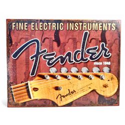 FENDER SINCE 1946 METAL ADVERTISING SIGN - 12.5X16