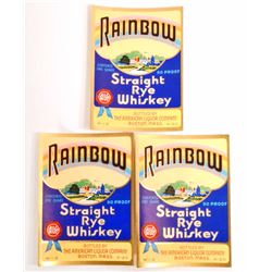 LOT OF 3 VINTAGE RAINBOW RYE WHISKEY LABELS