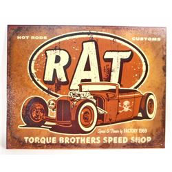 RAT TORQUE BROTHERS SPEED SHOP METAL ADVERTISING SIGN - 12.5X16
