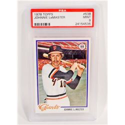 1978 TOPPS JOHNNIE LEMASTER #538 BASEBALL CARD - PSA MINT 9