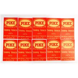 LOT OF 10 VINTAGE PIKE TOBACCO LABELS
