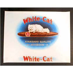 VINTAGE WHITE CAT CIGAR BOX LABEL