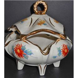 VINTAGE HAND PAINTED CANDY DISH W/ LID