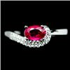 Image 1 : DELIGHTFUL! REAL! 5 X 7 mm. GEM PINK RUBY STERLING 925 SILVER RING SZ 8.5