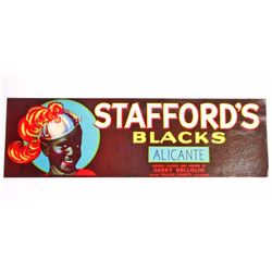 VINTAGE BLACK AMERICANA STAFFORDS GRAPE CRATE LABEL
