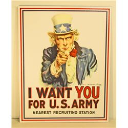 UNCLE SAM METAL ADVERTISING SIGN - 12.5X16