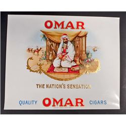 VINTAGE OMAR THE NATIONS SENSATION INNER CIGAR BOX LABEL