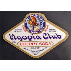 RARE VINTAGE MYOPIA CLUB CHERRY SODA LABEL