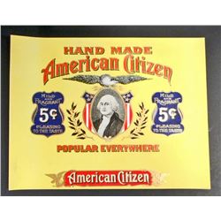 VINTAGE AMERICAN CITIZEN INNER CIGAR BOX LABEL