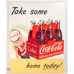 COCA COLA METAL ADVERTISING SIGN - 12.5X16