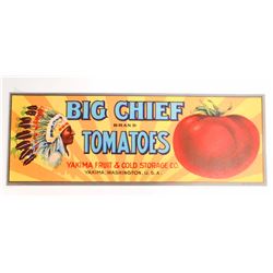 VINTAGE BIG CHIEF TOMATOES CRATE ADVERTISING LABEL