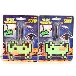LOT OF 2 NEW SPACE INVADERS FIGURAL SOAP ON A ROPES