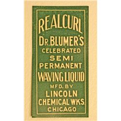 VINTAGE DR BLUMERS REALCURL PERM WAVING BOTTLE LABEL