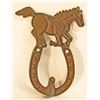 Image 1 : CAST IRON WESTERN HORSE AND HORSESHOE WALL HOOK - 5.5" TALL