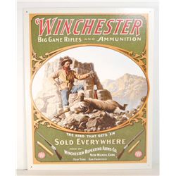 WINCHESTER FIREARMS METAL ADVERTISING SIGN - 12.5X16