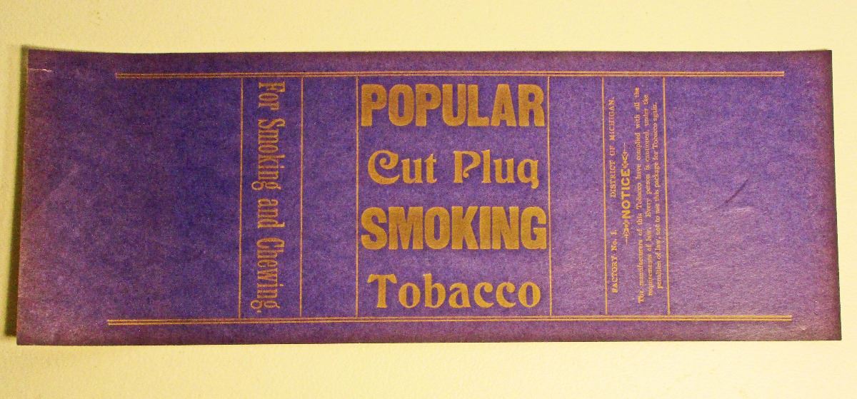 VINTAGE POPULAR CUT PLUG TOBACCO WRAPPER