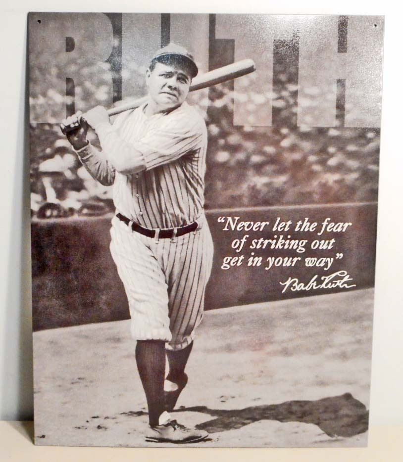 BABE RUTH BASEBALL METAL ADVERTISING SIGN - 12.5X16