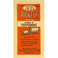 Vintage Pioneer Extract Of Peppermint Advertising Bottle Label