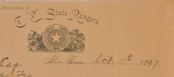 Texas Ranger A.Y. Old Letter 1897