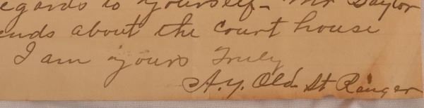 Texas Ranger A.Y. Old Letter 1897