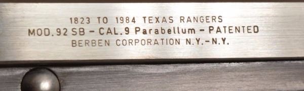 Texas Ranger Weldon Lucas' Beretta Model 92SB