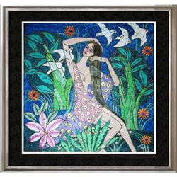 Asian Flight Art Original Stone Painting Student TING JIANG Yunnan School Student Dealer Sale